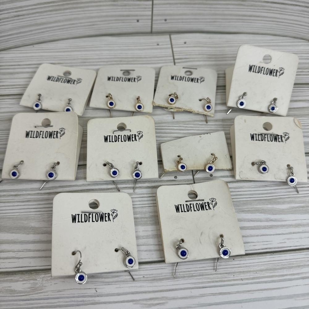 Silver Gold Tone Evil Eye Ear hook Earrings lot of 10